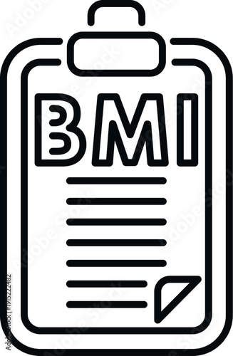 Clipboard presenting bmi text and health information, identifying medical assessment