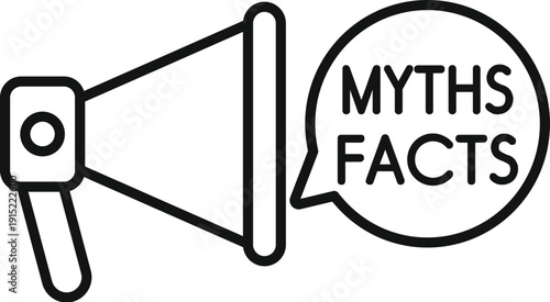 Megaphone sharing a speech bubble containing the words myths and facts