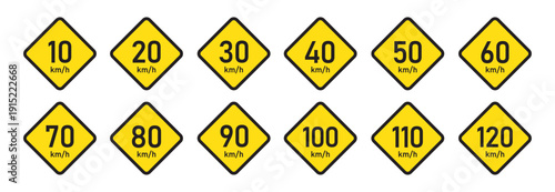 Road limited speed board sign icon illustration