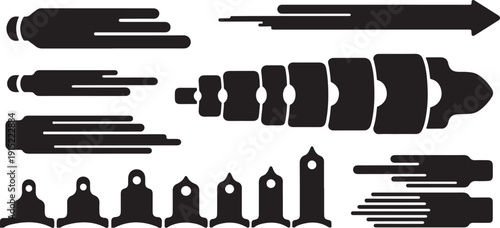 Collection of various screwdriver silhouettes and tools on white