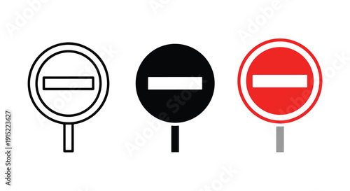 Wallpaper Mural No entry signs flat design vector illustration set - Clipart. Icon vector -  Icon collection - icon set - Line and glyph icon and logo template - Editable Icon Torontodigital.ca