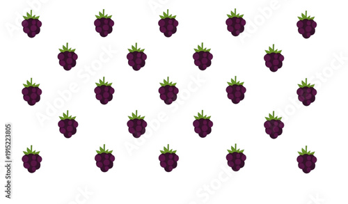 Minimal blackberry vector seamless pattern with dark berry icons on white background for wallpaper fabric and decorative design