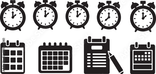 Time Management and Organization Icons for Productivity and Planning