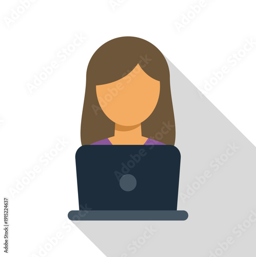 Female user working with a laptop, representing online communication or remote work