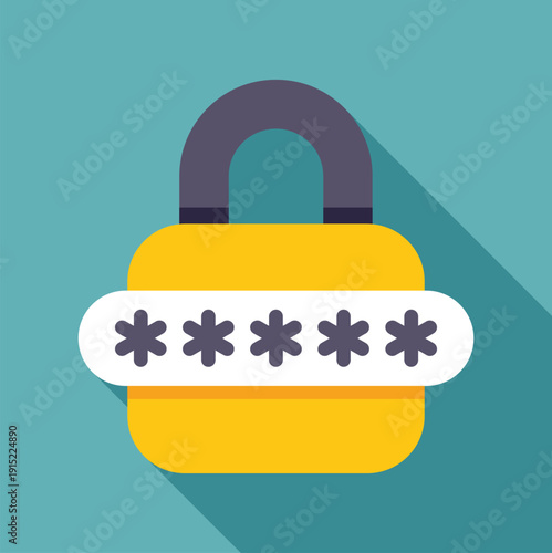 Padlock showing obscured password for digital data protection and privacy