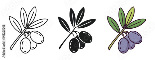 Wallpaper Mural Olive branch icon set flat design vector illustration - Clipart. Icon vector -  Icon collection - icon set - Line and glyph icon and logo template - Editable Icon Torontodigital.ca