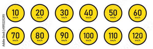 Road limited speed board sign icon illustration
