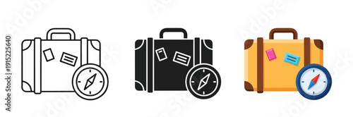 Wallpaper Mural Travel luggage set flat design vector illustration - Clipart. Icon vector -  Icon collection - icon set - Line and glyph icon and logo template - Editable Icon Torontodigital.ca