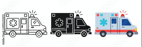 Wallpaper Mural Emergency vehicles icon set flat design vector illustration - Clipart. Icon vector -  Icon collection - icon set - Line and glyph icon and logo template - Editable Icon Torontodigital.ca