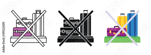 Wallpaper Mural Travel luggage ban vector icon set flat design - Clipart. Icon vector -  Icon collection - icon set - Line and glyph icon and logo template - Editable Icon Torontodigital.ca