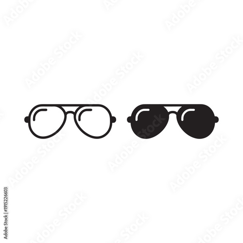 Two pairs of sunglasses one with clear lenses one dark in black and white