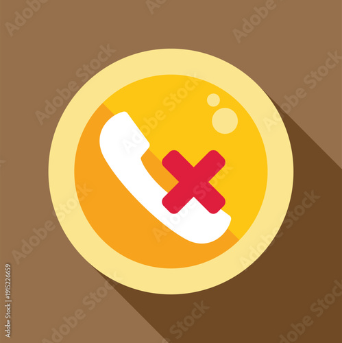 Phone handset icon with a red cross representing a declined call or no entry