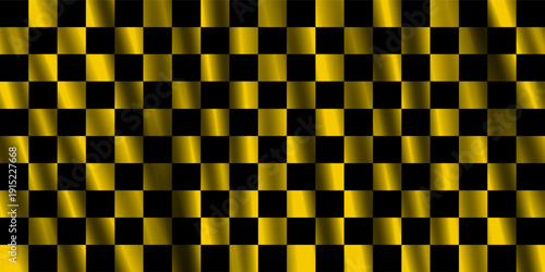 yellow and black checkered flag for racing background and texture. 3d illustration banner. extreme widescreen ratio.