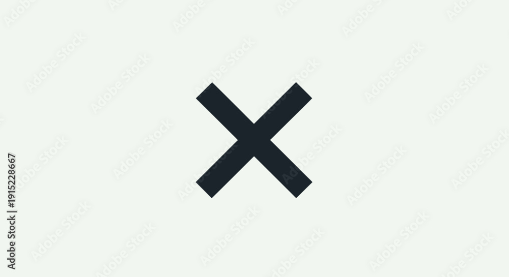 Fototapeta premium Simple black X mark on a clean white background representing cancellation or close.