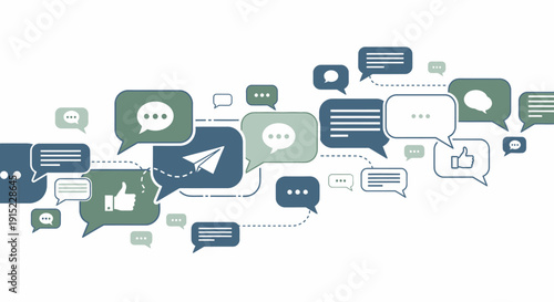 Social media communication and networking concept with speech bubbles.