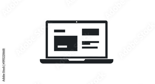 Laptop displaying website interface with various content blocks.