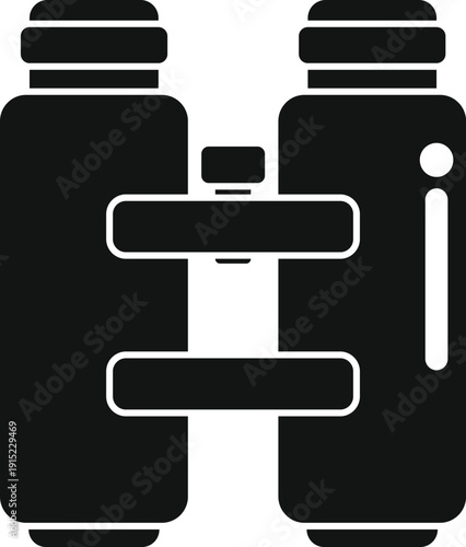Binoculars icon against a white background, symbolizing observation, discovery, and distant viewing