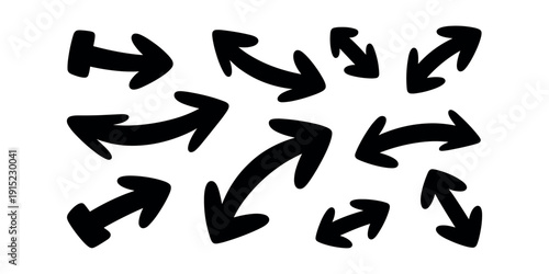 Black arrows on white background directional arrows hand drawn arrows