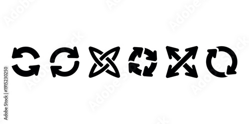 Black arrows on white background recycling symbols directional arrows 