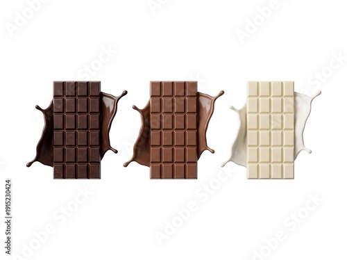Wallpaper Mural Dark Milk and White Chocolate Bars with Liquid Splash Background Isolated on White Torontodigital.ca