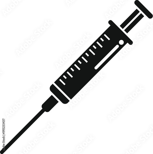 Syringe icon for medical treatments, vaccination, and healthcare concepts