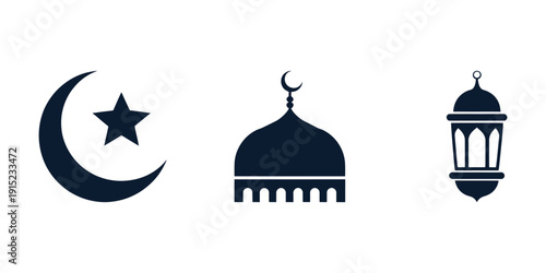 Islamic symbols for Ramadan and Eid celebrations worldwide