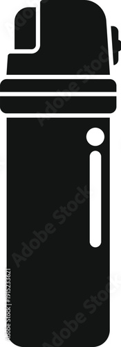 Black silhouette of a thermo travel container on a white background