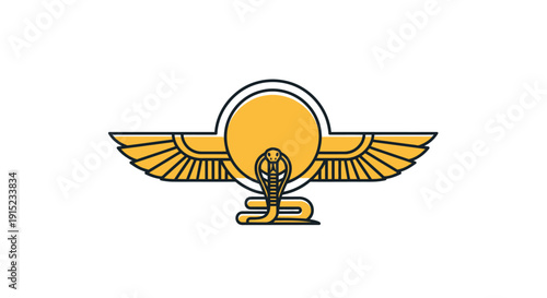 Ancient Egyptian Winged Sun Symbol with Cobra