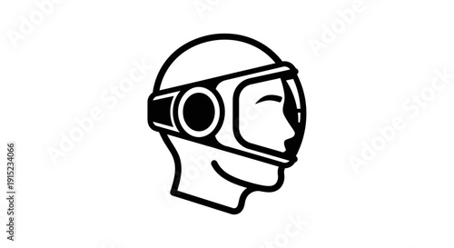 Astronaut Helmet Icon - Sci-Fi Space Explorer Headgear Vector