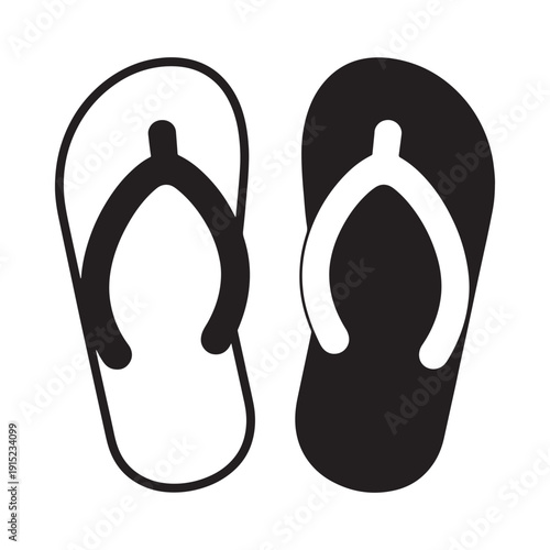 Black and white illustration of two flip flops a common summer footwear item