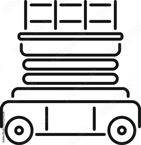 Scissor lift icon showing an elevated industrial work platform on wheels