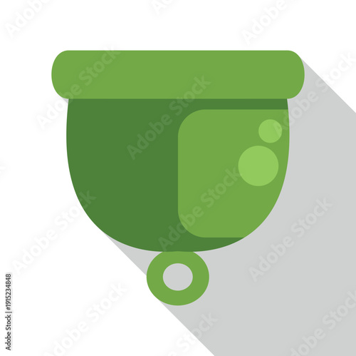 Green cauldron pot with bubbles, featuring a flat design long shadow icon