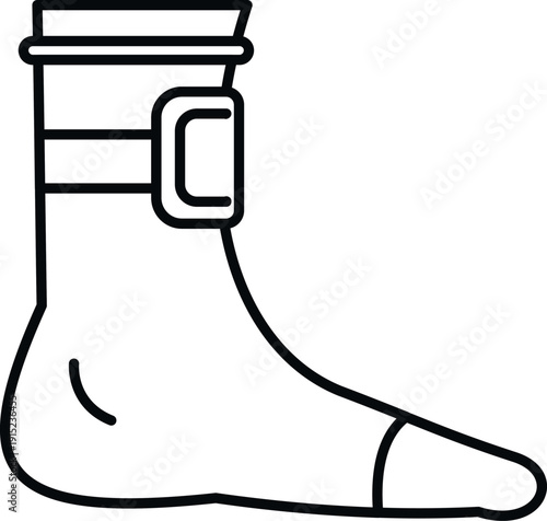 Foot wearing an ankle brace, providing orthopedic support for injury or sprain