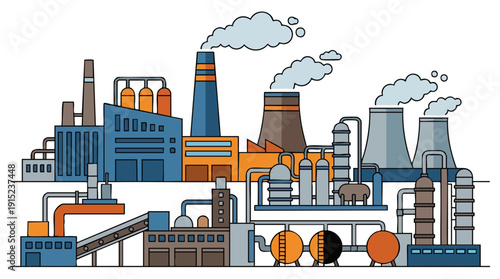 Industrial Factory with Smoking Chimneys.