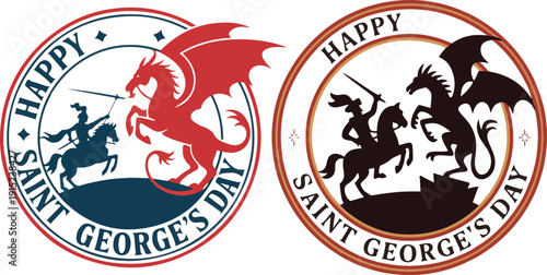 Saint George and Dragon Silhouette Emblem for St. George's Day