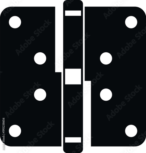 Door hinge connecting two flat surfaces, representing attachment and opening