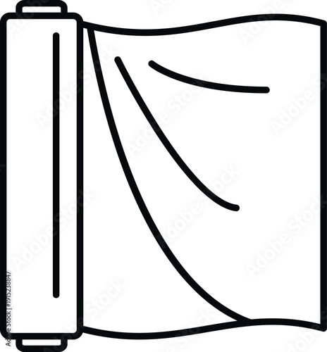 Roll of plastic wrap or cling film opening, packaging food or items