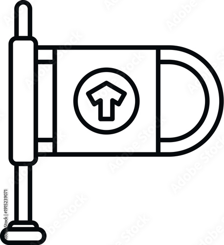 Turnstile gate with an arrow symbol indicating the entry direction