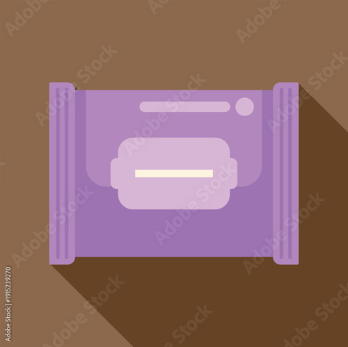 Purple wet wipes packaging presenting personal hygiene and cleansing