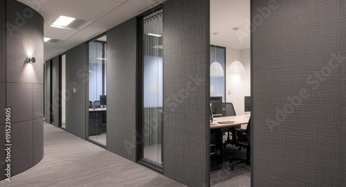 Wallpaper Mural Office design incorporating textured grey acoustic partition panels for sound management Torontodigital.ca