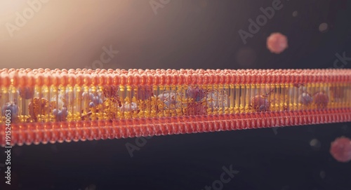 Conceptual scientific visualization of cell membrane layers and structural components