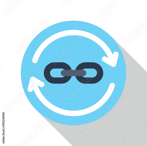 Backlink icon with refresh arrows representing continuous connection and online optimization