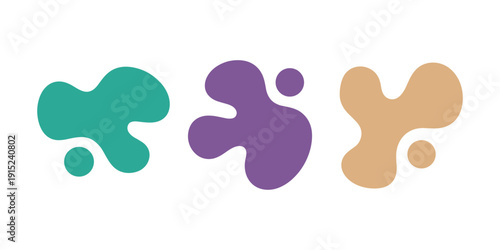 Colorful abstract shapes on white background teal