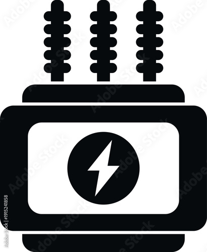 Electrical transformer icon representing high voltage electricity distribution and energy supply
