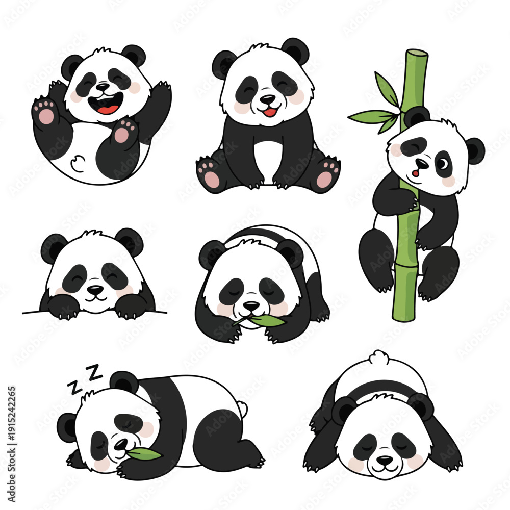 Naklejka premium Cute baby pandas