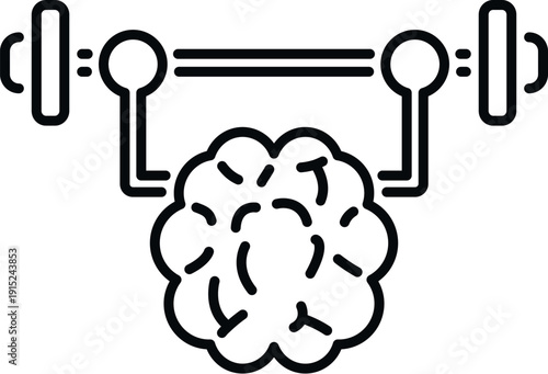 Human brain lifting weights, representing intelligence and cognitive development
