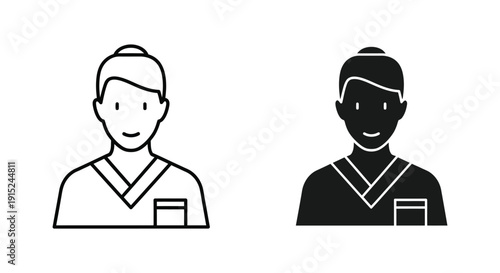 Diverse medical professionals icons set in minimalist style