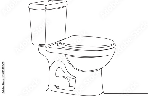 Minimalist Continuous Line Drawing of a High Commode