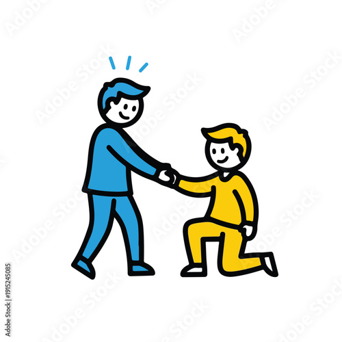 Person helping another person stand up