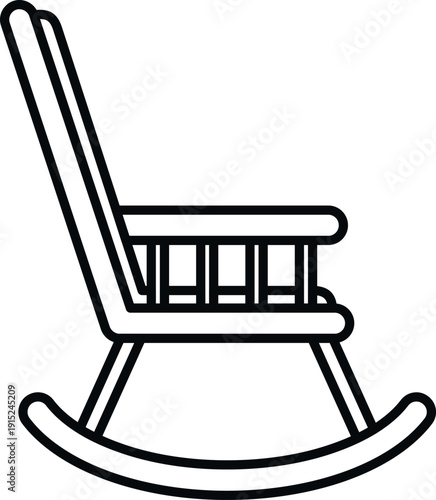 Rocking chair line art illustration symbolizing home relaxation and retirement